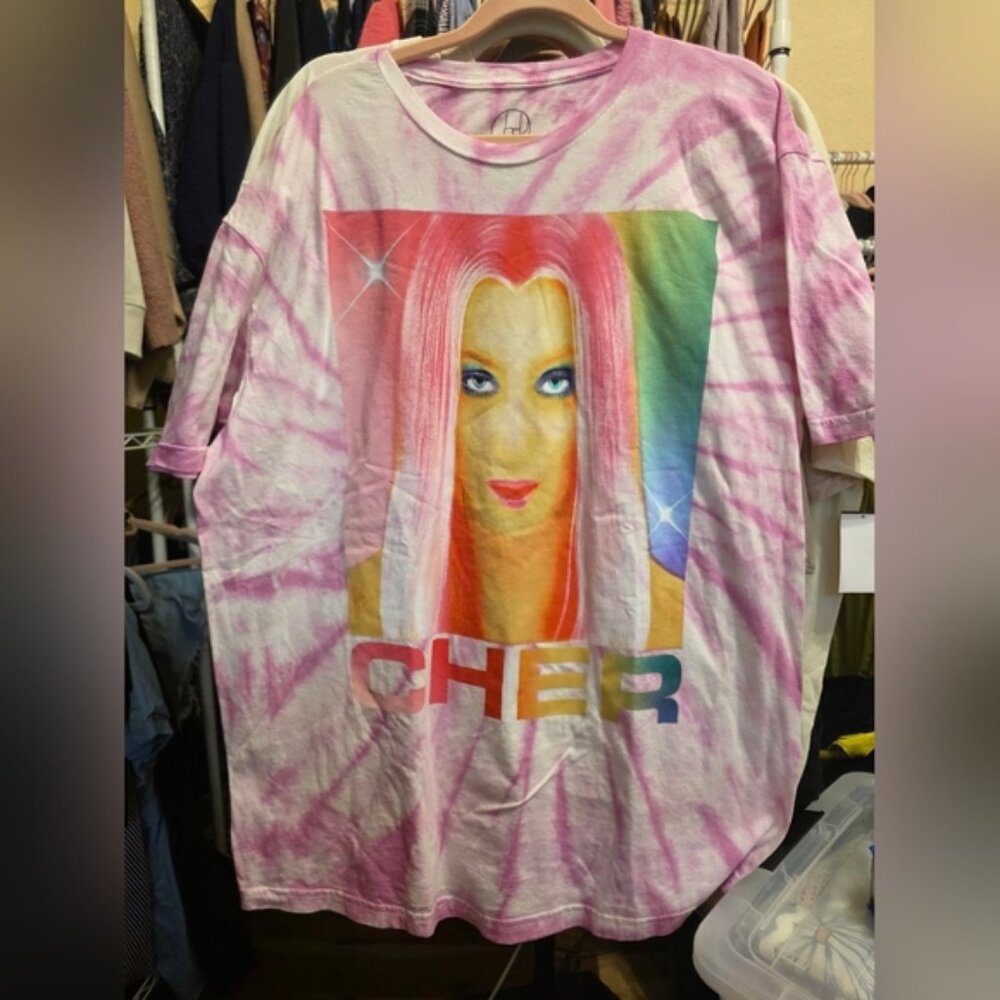 CHER Pink Tie-Dye Graphic T-Shirt Size 2XL NWOT